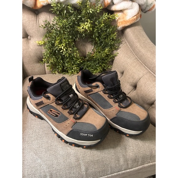 Skechers Greetah Composite Toe Athletic Work Safety Shoes Brown Black